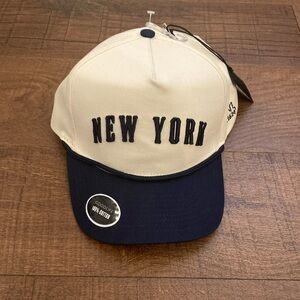 Goodlife ‘New York’ SnapBack Baseball Hat Cream & Navy NWT Cotton Adjustable